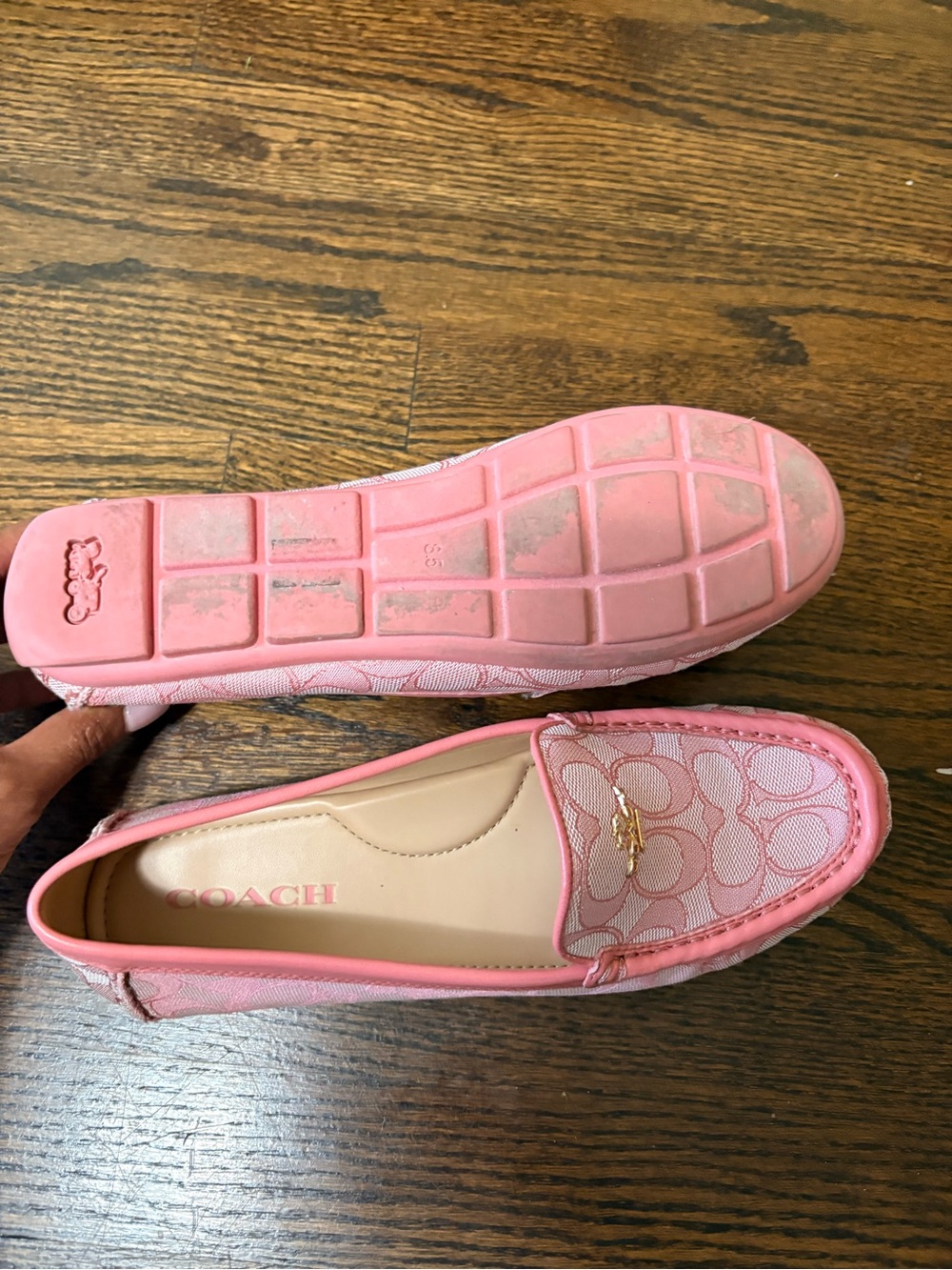Coach Pink Signature Canvas Loafers - Picture 3 of 4